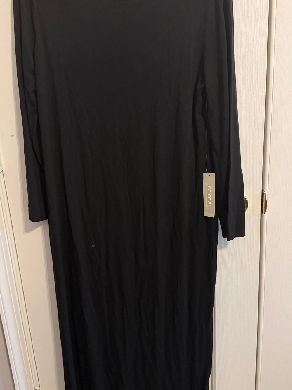 Chico's Women’s Black Midi Dress with Shirt-Tail Hem, Size 1, NWT